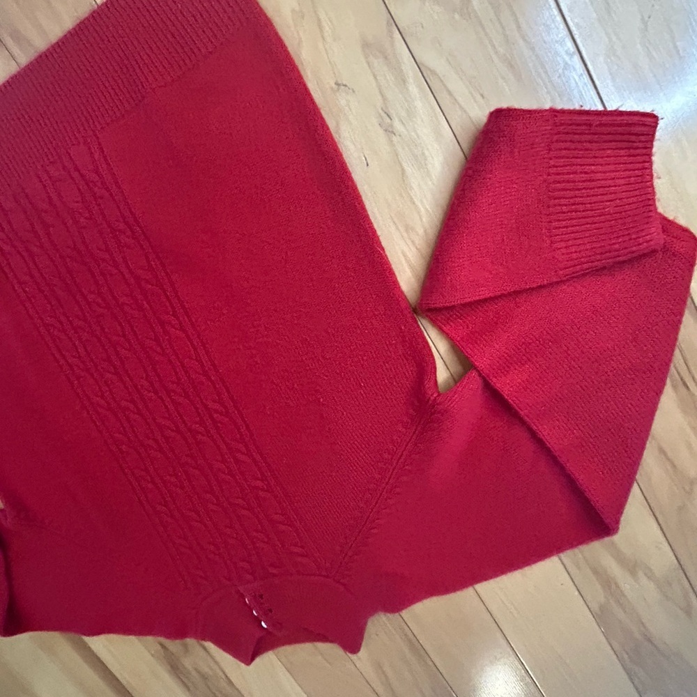 Dressbarn Vibrant Red Knit Sweater w Pearls Vintage Style - Picture 12 of 12